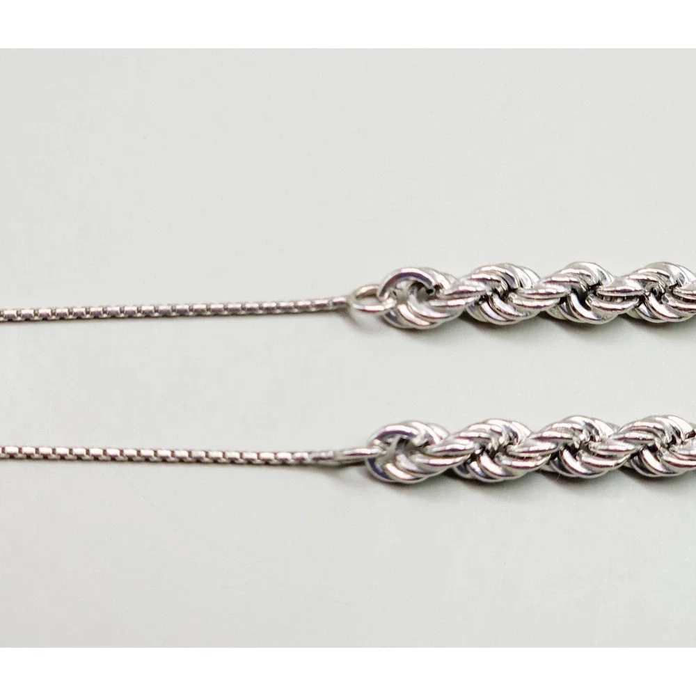 Vintage Milor 925 Sterling Silver Rope Chain 5mm Adjustable Necklace 18
